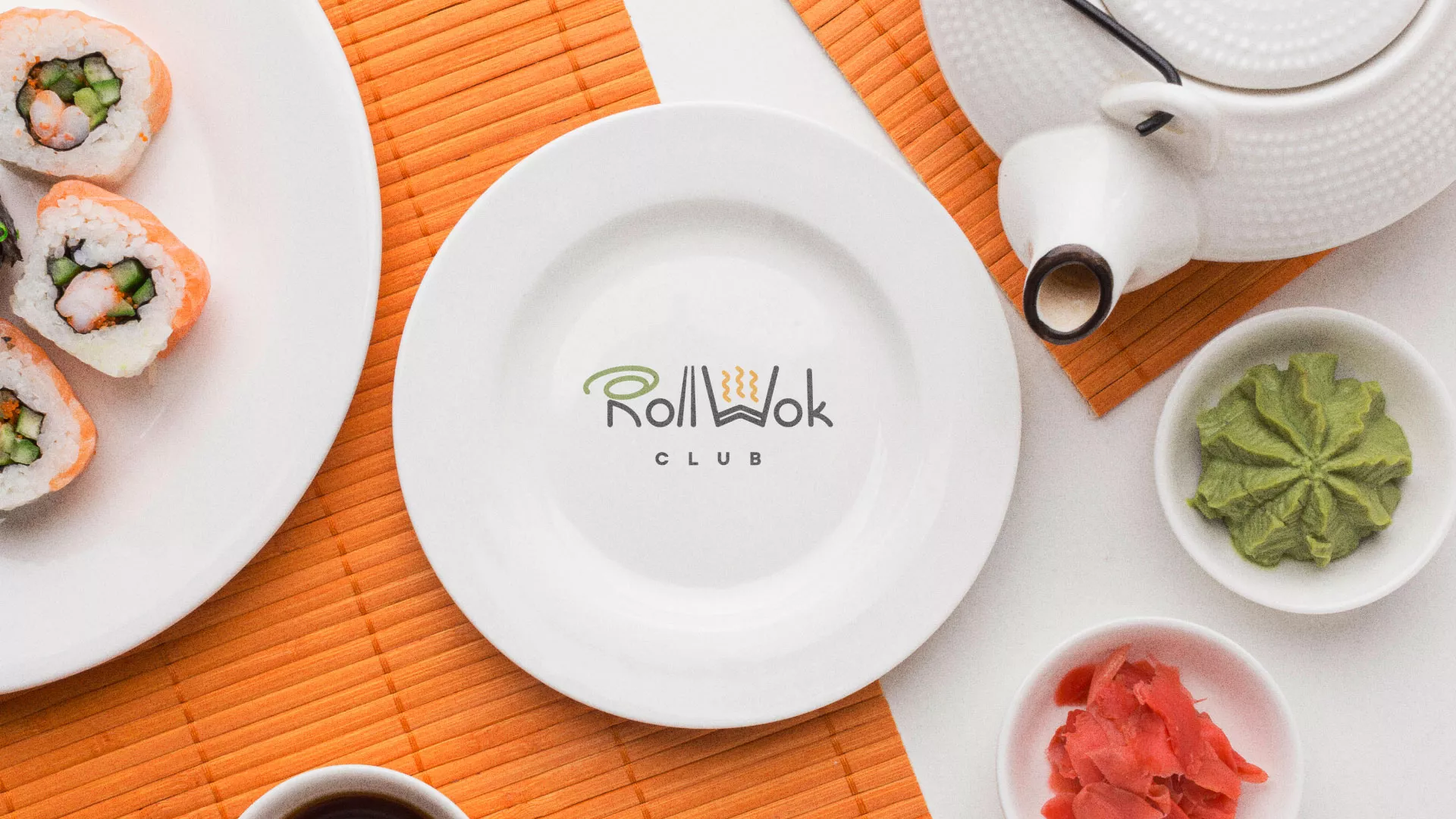 Разработка логотипа и фирменного стиля суши-бара «Roll Wok Club» в Старой Купавне